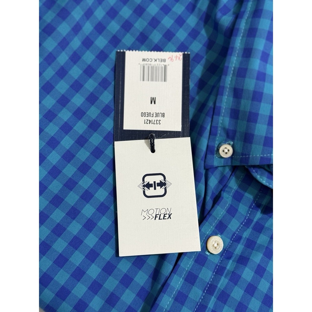 NWT Crown&Ivy Men's SzM Long Sleeve Button Down Shirt Blue‎ Plaid Cotton Spandex - Picture 14 of 16